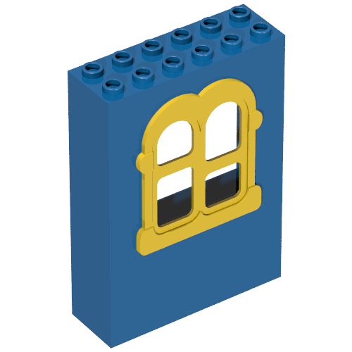 Fabuland, Building, 2 × 6 × 7 with Window, Rectangular Yellow Blau