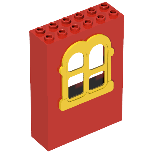 Fabuland, Building, 2 × 6 × 7 with Window, Rectangular Yellow Rot