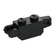 Hinge Brick 1 × 2 Locking with 1 Finger Vertical End and 2 Fingers Vertical End, 7 Teeth Black
