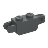 Hinge Brick 1 × 2 Locking with 1 Finger Vertical End and 2 Fingers Vertical End, 7 Teeth Dark Bluish Gray