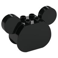 Duplo Brick 2 × 4 × 2 Rounded Ends and Mouse Ears [Plain] Schwarz