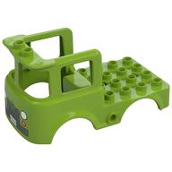 Duplo Truck Body, with License Plate '833ZZ', Headlights, and Grille Print Lime
