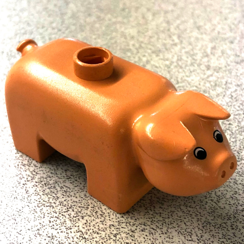 Duplo Animal Pig, Tall, Black and White Eyes (Old Style) Nougat