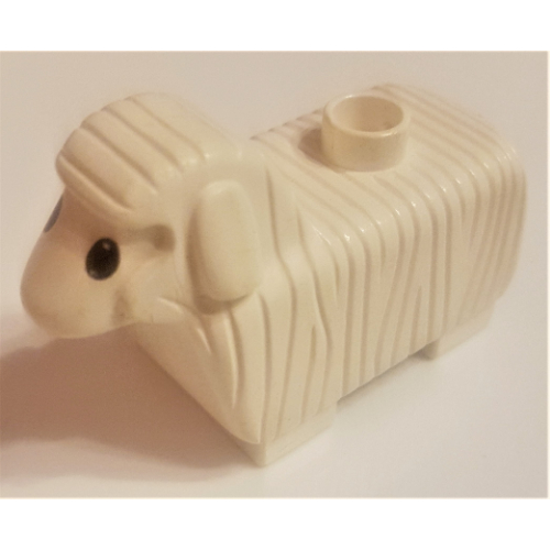 Duplo Animal Sheep, with Solid Black Eyes (Old Style) White