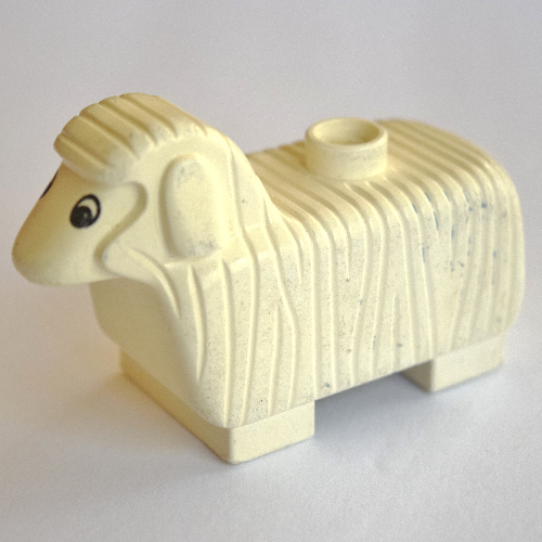 Duplo Animal Sheep, with Black and White Eyes Print (Old Style) Weiß