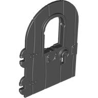 Door 1 × 4 × 6 Round Top with Window and Keyhole, Non Reinforced Edge Black