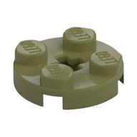 Plate Round 2 × 2 with Axle Hole Type 1 (+ Opening) Olive Green