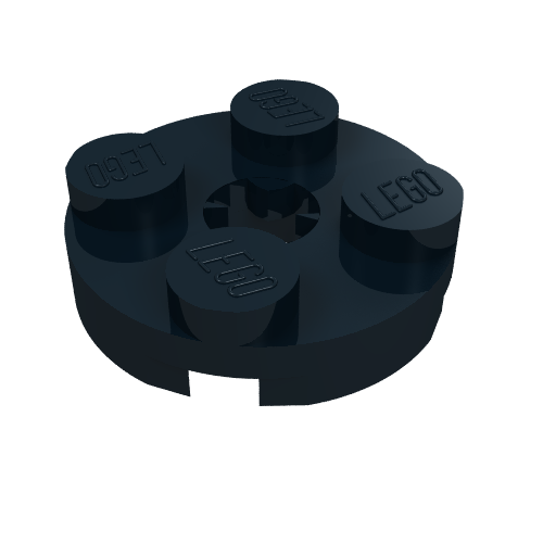 Plate Round 2 × 2 with Axle Hole Type 2 (X Opening)