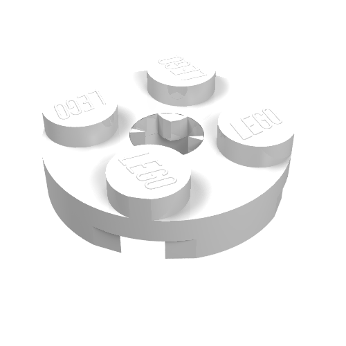 Plate Round 2 × 2 with Axle Hole Type 2 (X Opening) White