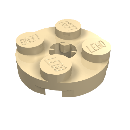 Plate Round 2 × 2 with Axle Hole Type 2 (X Opening) Tan