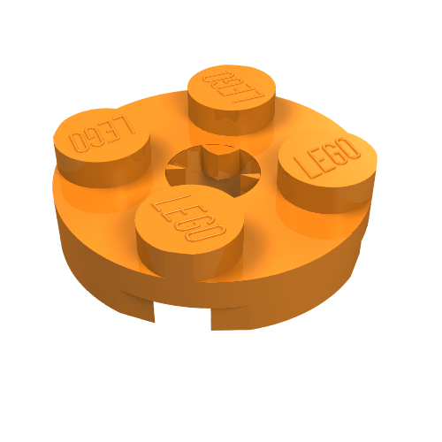 Plate Round 2 × 2 with Axle Hole Type 2 (X Opening) Orange
