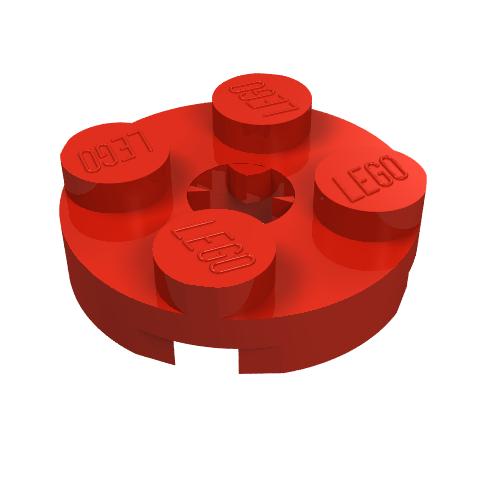 Plate Round 2 × 2 with Axle Hole Type 2 (X Opening) Red