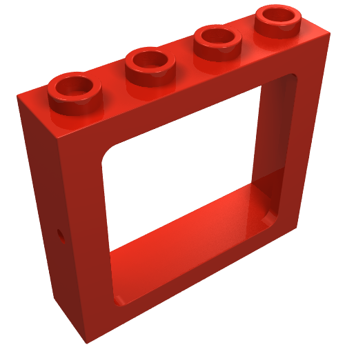 Window 1 × 4 × 3 Train with All Studs Hollow Red