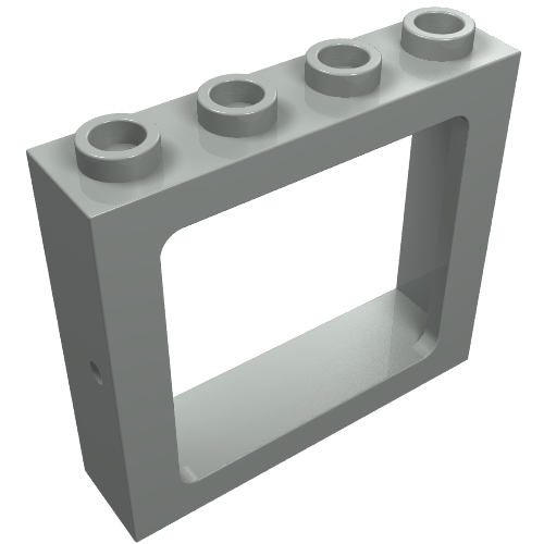 Window 1 × 4 × 3 Train with All Studs Hollow Hellgrau