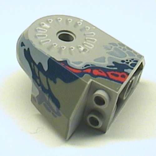 Animal Body Part, Dinosaur Body Quarter with Pin Holes, Dark Gray/Sand Blue/Dark Blue/Red Print Light Gray