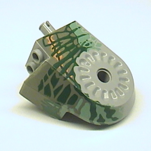 Animal Body Part, Dinosaur Body Quarter with Pin Holes, Dark Gray, Sand Green, Medium Orange, and Dark Green Streaks Print Light Gray