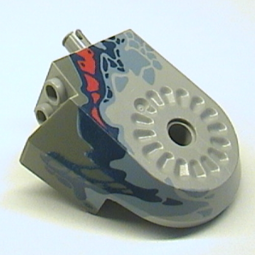 Animal Body Part, Dinosaur Body Quarter with Pin Holes, Dark Gray/Sand Blue/Dark Blue/Red Print Light Gray