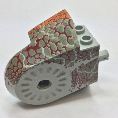 Animal Body Part, Dinosaur Body Quarter with Pin Holes, Dark Gray Scales on Dark Red and Gray Print Light Gray