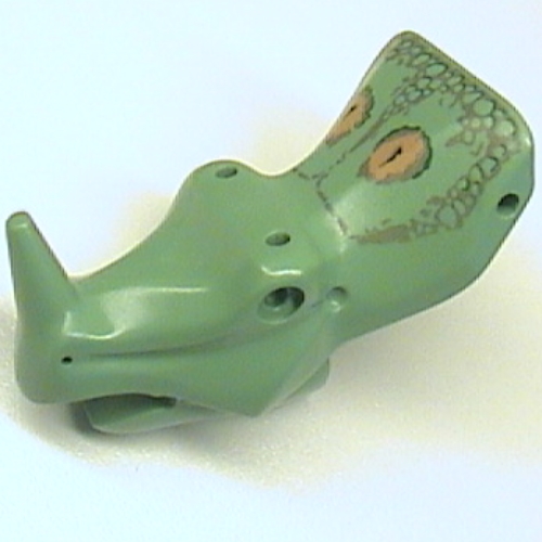 Animal Body Part, Dinosaur, Styracosaurus Head, Crested Neck and Nose Horn, with Pin Sandgrün
