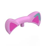 Headwear Accessory Cat Ears with Pin, Dark Pink Ears, Dark Turquoise Spot print Leuchtrosa