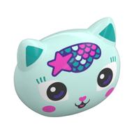 Minidoll Head Special, Kitten/Cat with Scales, Dark Turquoise Ears, Dark Pink Nose print Light Aqua