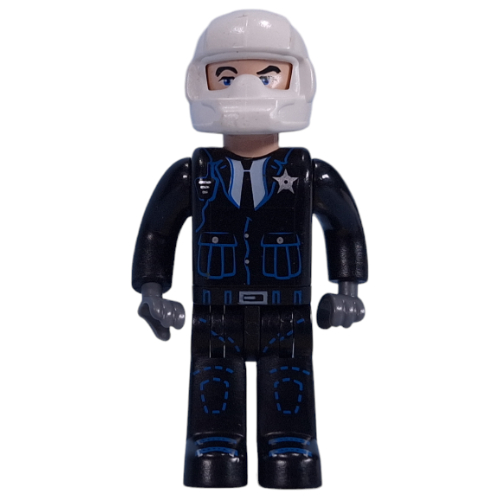 Juniors Midifig, Police - Black Legs, Black Jacket, White Helmet, Light Nougat Head Schwarz