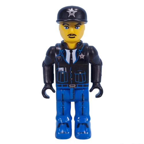 Juniors Midifig, Jack Stone, Police - Blue Legs, Black Jacket, Black Cap with Star Schwarz