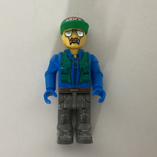 Juniors Midifig, Construction Worker - Blue Shirt, Green Vest, Cap with 'Brick', Sunglasses and Moustache Blue