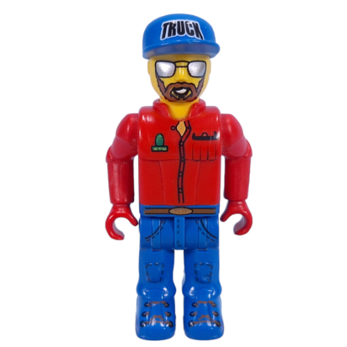 Juniors Midifig, Truck Driver with Brown Beard and Mirror Sunglasses Red