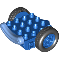 Duplo Crane Base, Front, with Two Wheels and Lips (Lofty) Blue