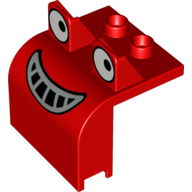Duplo Bulldozer Front with Eyes Looking Left Print (Muck) Red
