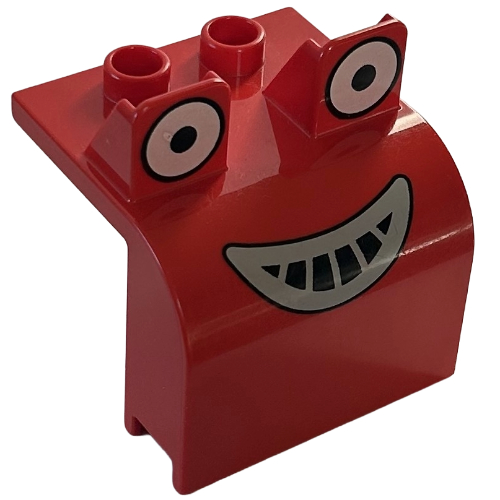 Duplo Bulldozer Vorderteil mit geradeaus schauenden Augen und Lächeln (bedruckt) (Muck)