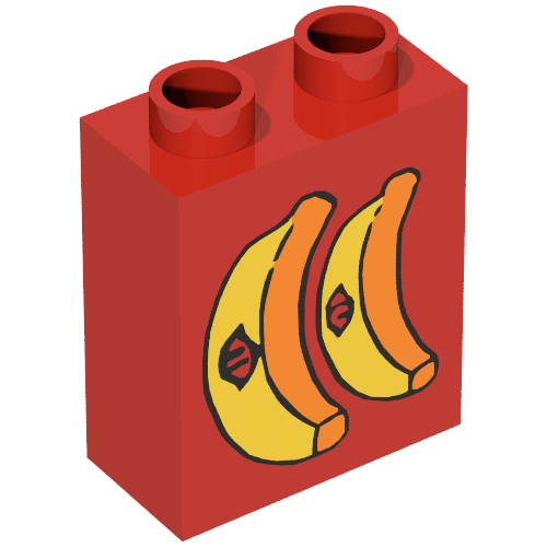 Duplo Brick 1 × 2 × 2 with Bananas with Stickers Print Rot
