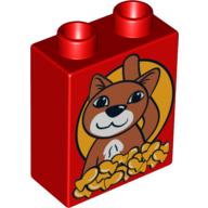 Duplo Brick 1 × 2 × 2 with Cat and Fish Biscuits Print Rot
