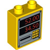 Duplo Brick 1 × 2 × 2 with Keypad, Red '52.00' and '34.50' on Silver Background Print Gelb