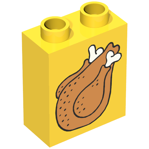 Duplo Brick 1 × 2 × 2 with Roast Turkey Print Gelb