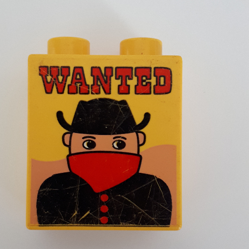 Duplo Brick 1 × 2 × 2 with Wanted Poster Print