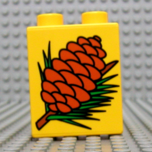 Duplo Brick 1 × 2 × 2 with Pinecone Print Yellow