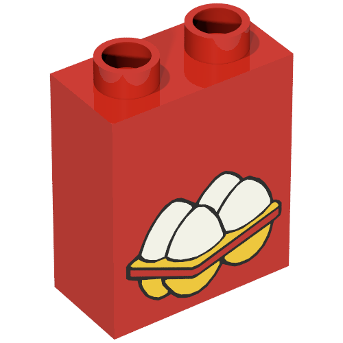 Duplo Brick 1 × 2 × 2 with 4 Eggs Print Rot