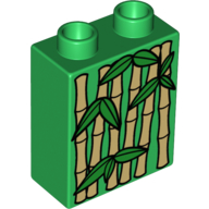 Duplo Brick 1 × 2 × 2 with Bamboo Print Green
