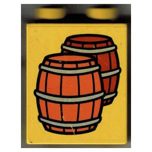 Duplo Brick 1 × 2 × 2 with Two Barrels Print Gelb