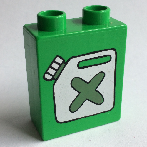 Duplo Brick 1 × 2 × 2 with Fuel Container Print Hellgrün