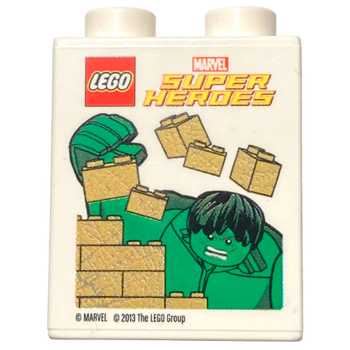 Duplo Brick 1 × 2 × 2 with Hulk Print [Promotional] Weiß