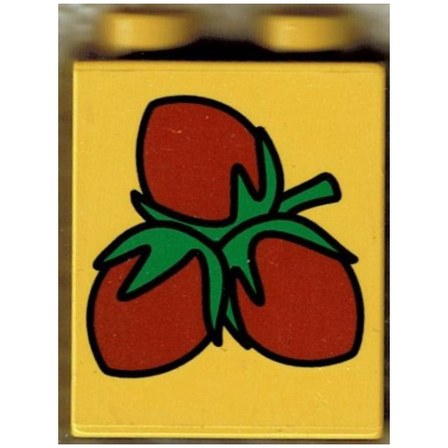 Duplo Brick 1 × 2 × 2 with Hazelnuts Cluster Print Yellow