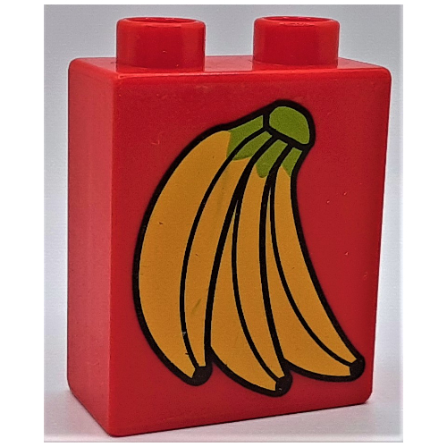 Duplo Brick 1 × 2 × 2 with Bananas Print Rot