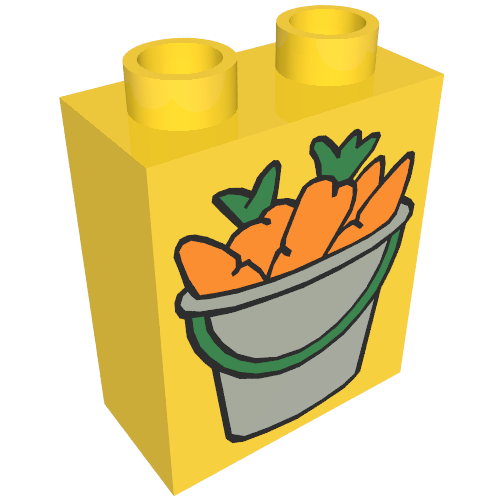 Duplo Brick 1 × 2 × 2 with Bucket of Carrots Print