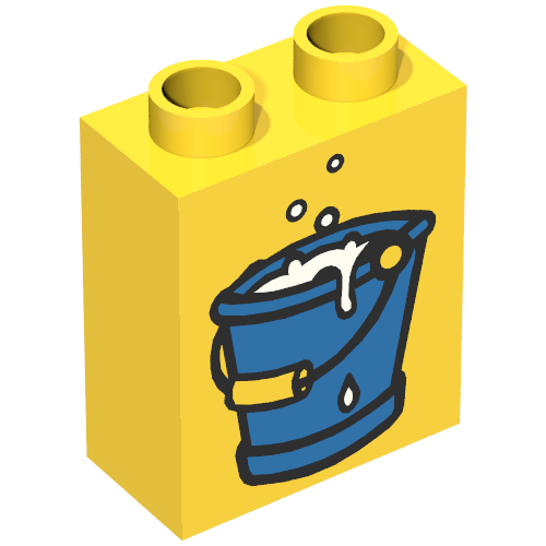 Duplo Brick 1 × 2 × 2 with Bucket of Water in Blue Print