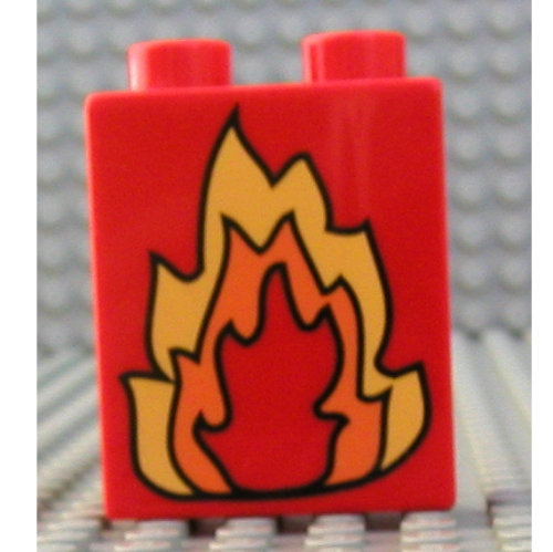 Duplo Brick 1 × 2 × 2 with Fire Print