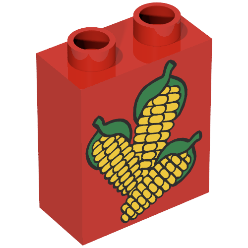 Duplo Brick 1 × 2 × 2 with Corn Print