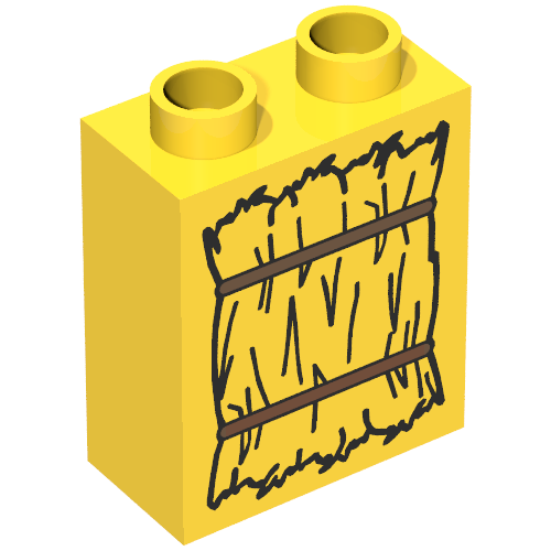 Duplo Brick 1 × 2 × 2 with Bundle of Straw Print